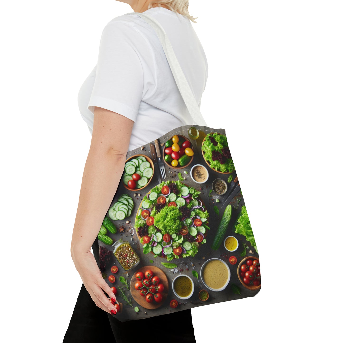 Vegetable design Tote Bag, Shopping Bag. White or Black handle