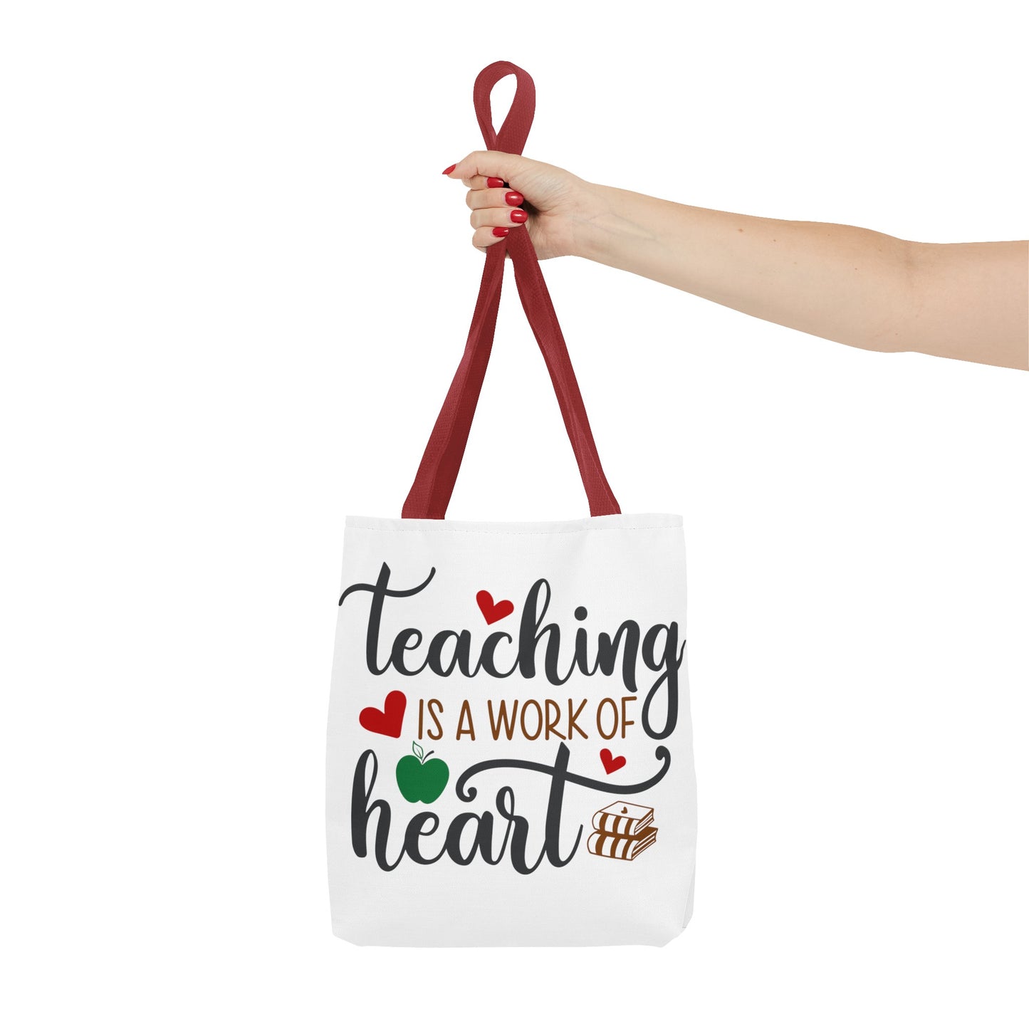 Teacher Tote Bag. Teaching is a work of Heart. Great gift for teacher. 13" x 13"