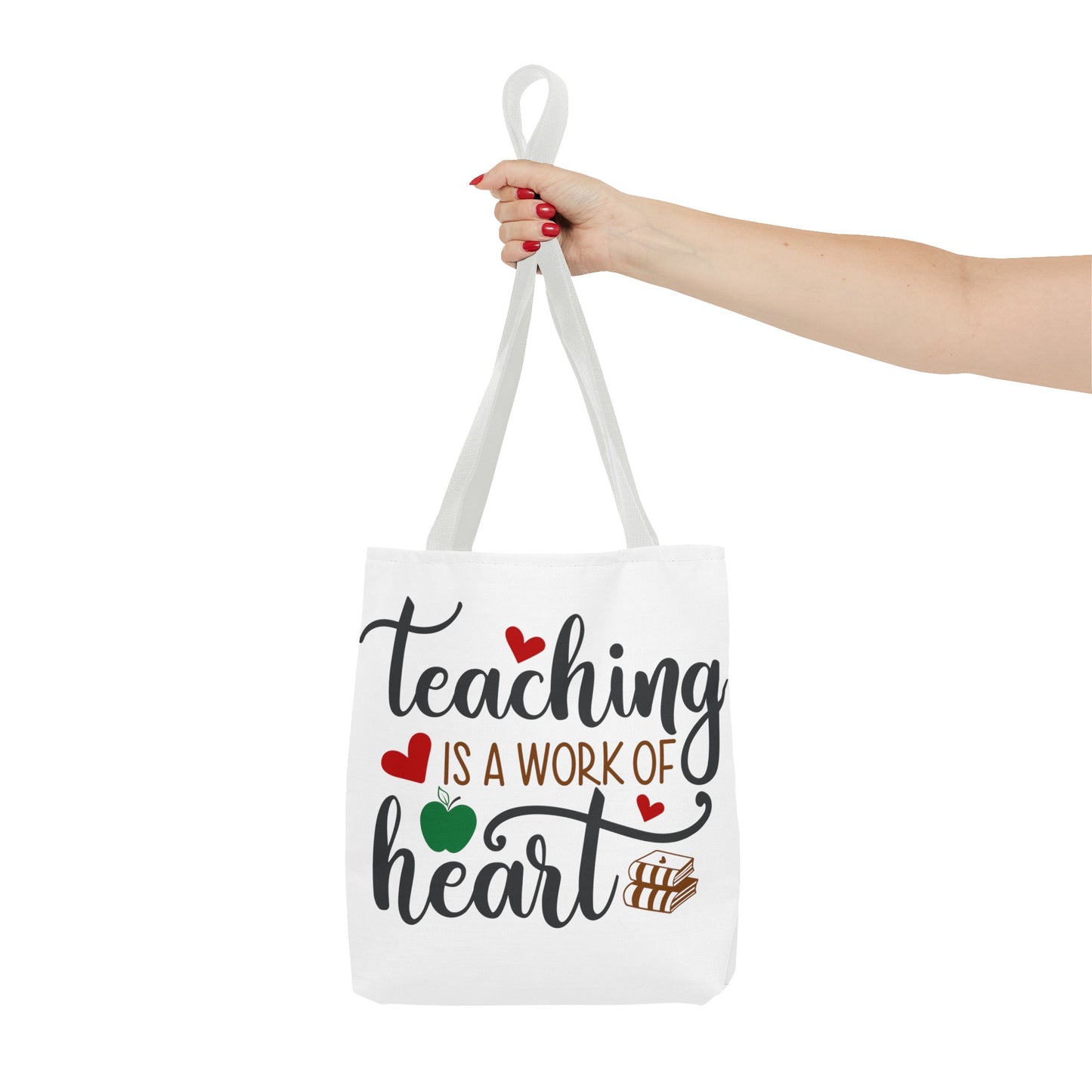 Teacher Tote Bag. Teaching is a work of Heart. Great gift for teacher. 13" x 13"