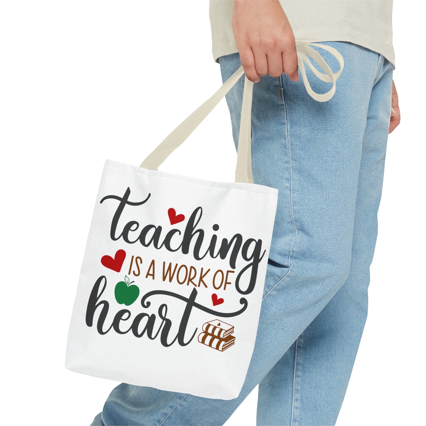 Teacher Tote Bag. Teaching is a work of Heart. Great gift for teacher. 13" x 13"