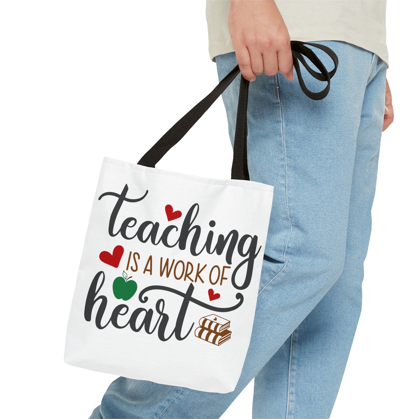 Teacher Tote Bag. Teaching is a work of Heart. Great gift for teacher. 13" x 13"