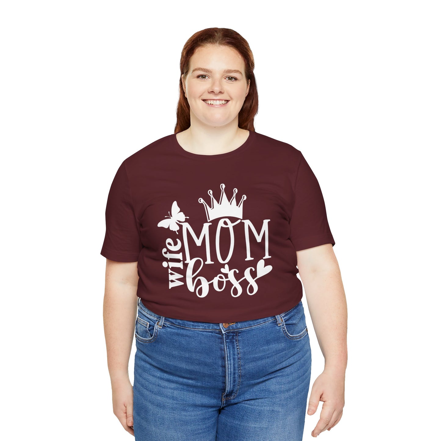 Mother's Day Unisex Jersey Short Sleeve Tee. Wife Mom Boss. Great gift for Mom