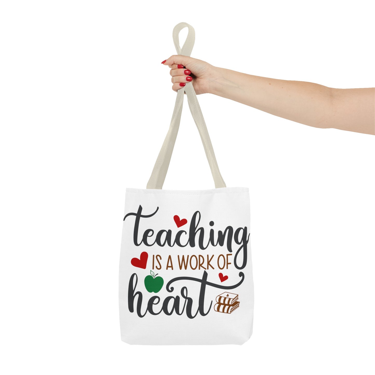 Teacher Tote Bag. Teaching is a work of Heart. Great gift for teacher. 13" x 13"