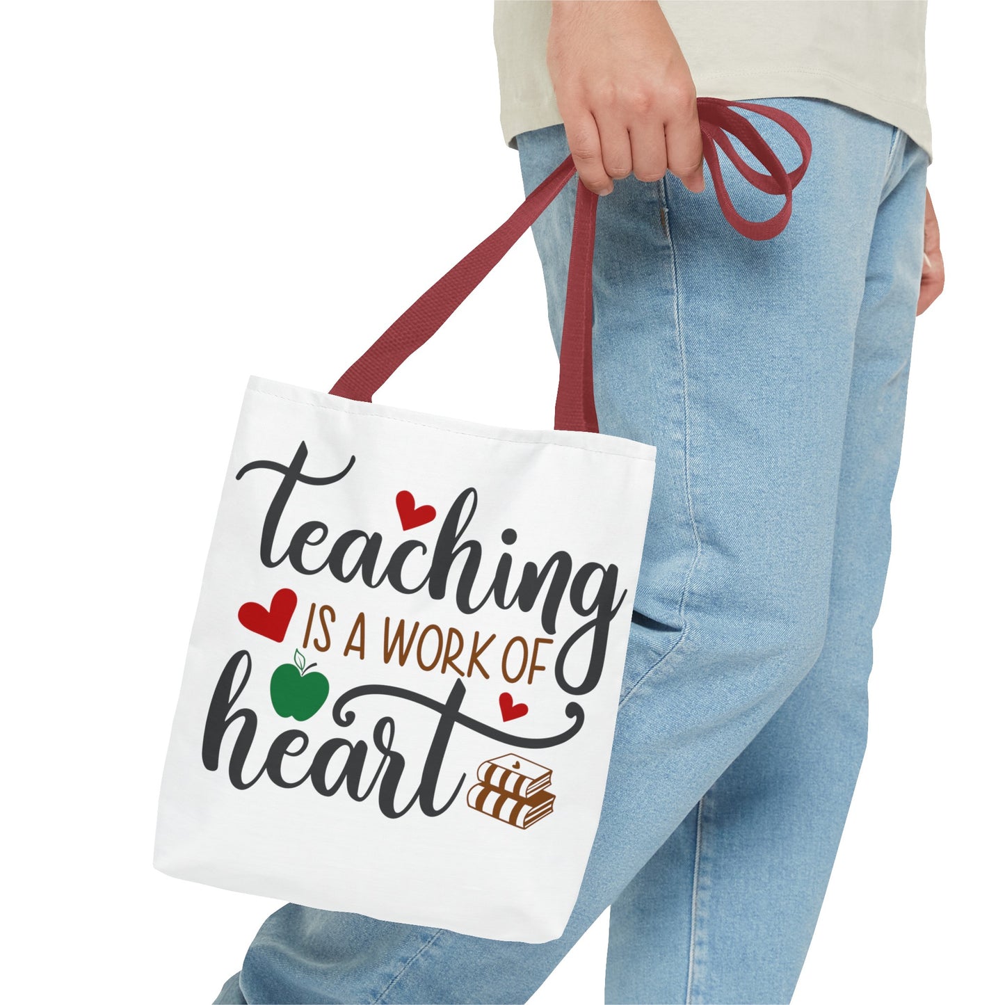 Teacher Tote Bag. Teaching is a work of Heart. Great gift for teacher. 13" x 13"