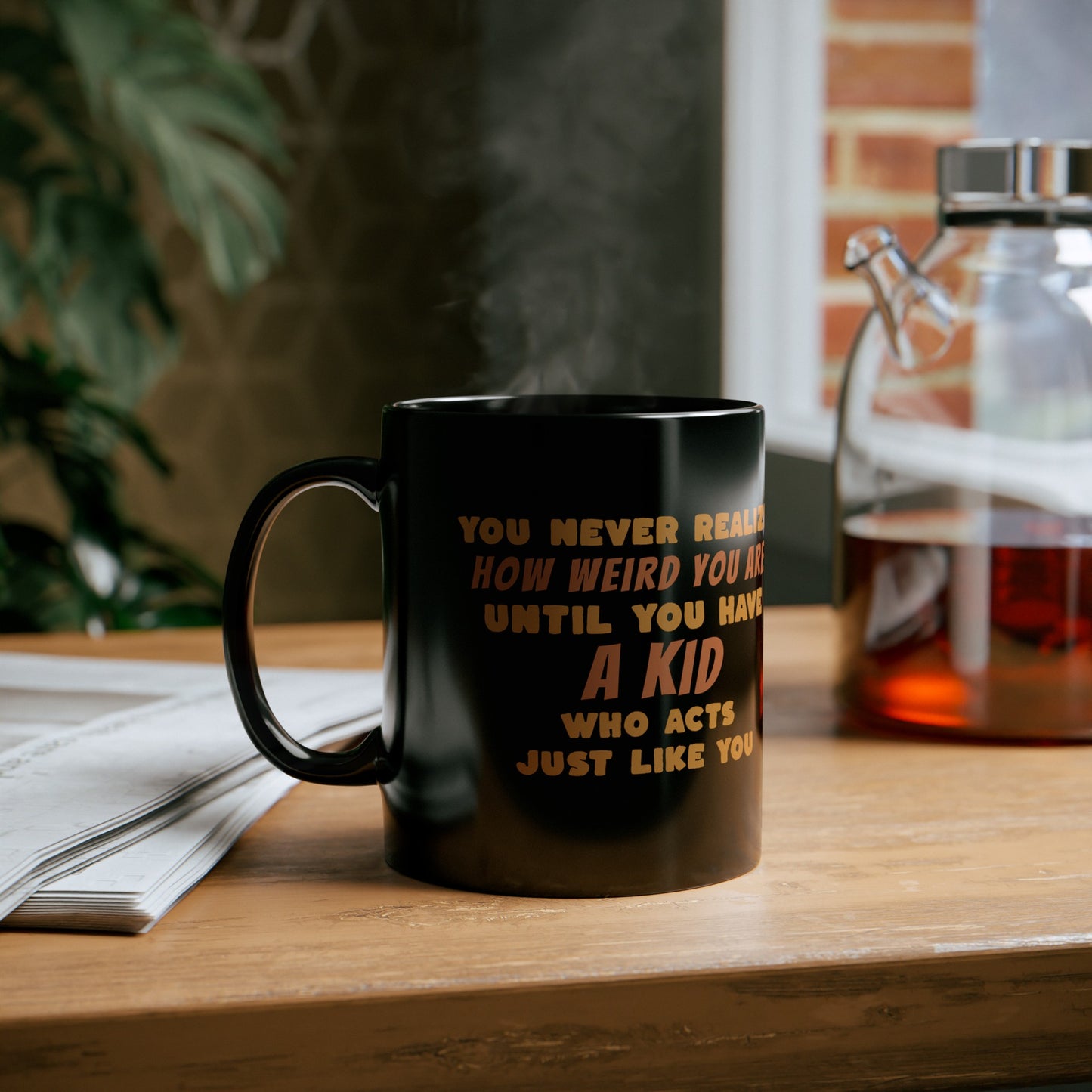 Cute Coffee Mug about our Kids. Choose your size. Black Mug (11oz, 15oz). Weird Kids, Weird Parent fun Coffee Cup