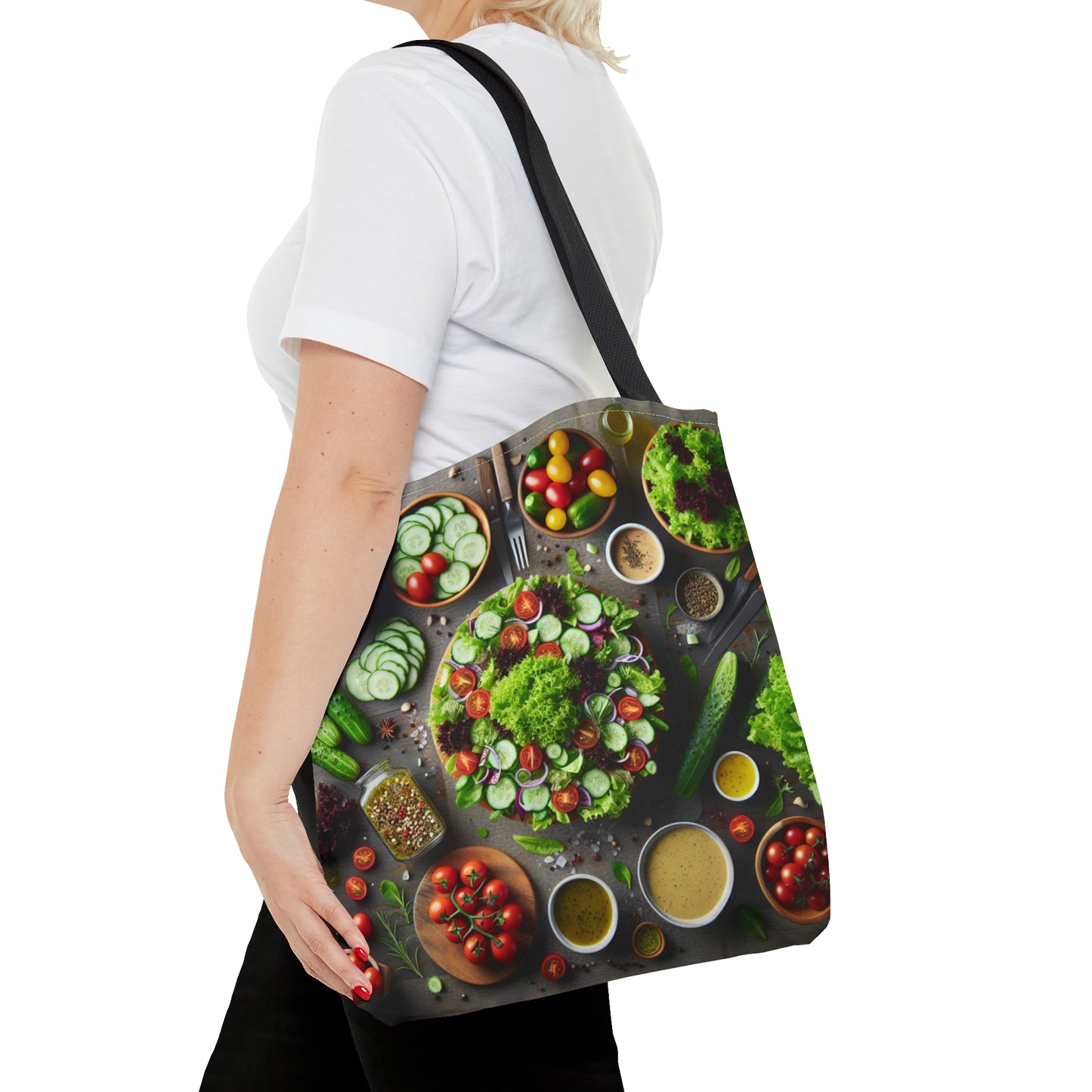 Vegetable design Tote Bag, Shopping Bag. White or Black handle