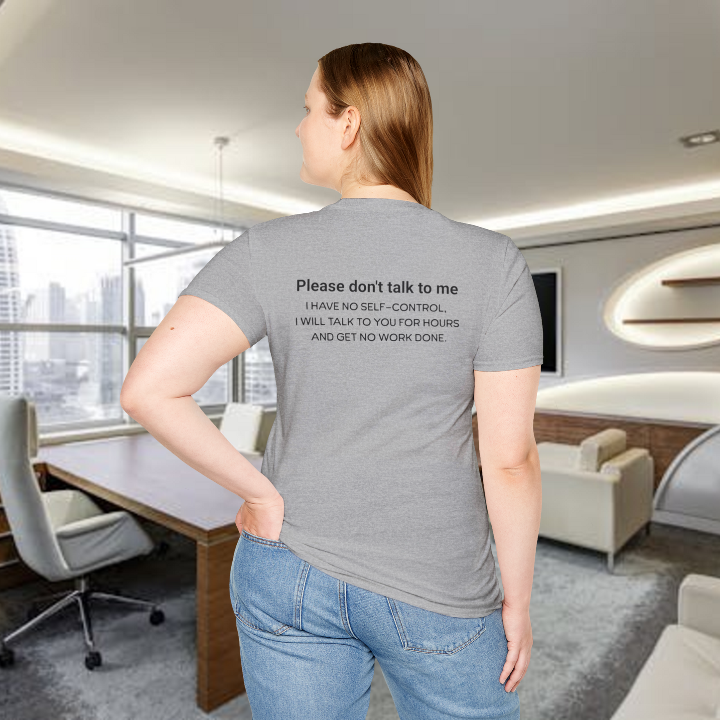 Don't talk to me, I'm working. Unisex Softstyle T-Shirt. Great shirt for the Easily distracted person. Great gift.