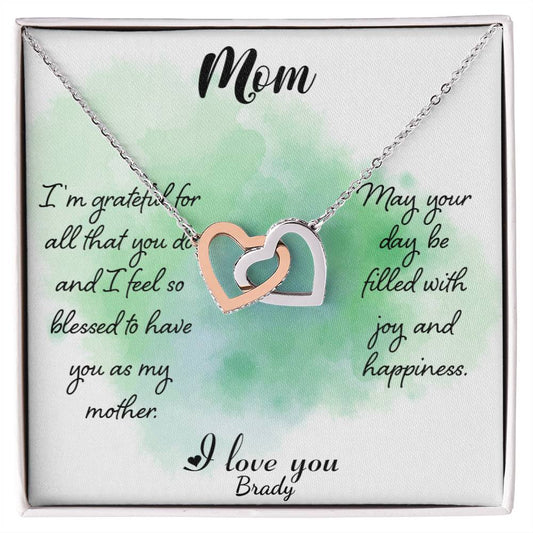 Necklace with Personalized card.  So Grateful for you Mom. You are a blessing. Add your name to card.