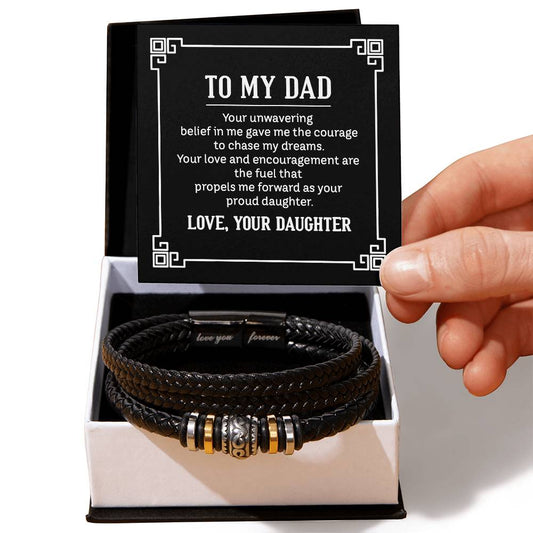 Father's Day gift from Daughter. Leather bracelet to show Dad how much you love him