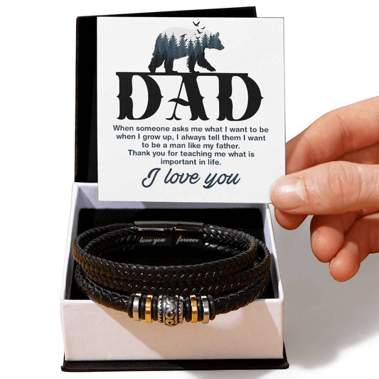 Father's Day gift. Leather bracelet  to show Dad how much you love him. With Message Card