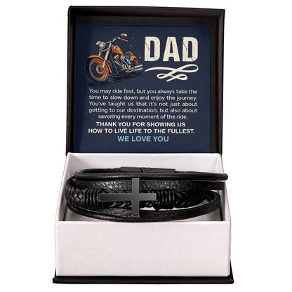 Father's Day gift. Leather bracelet to show Dad how much you love him. Living life to the fullest. With Message Card