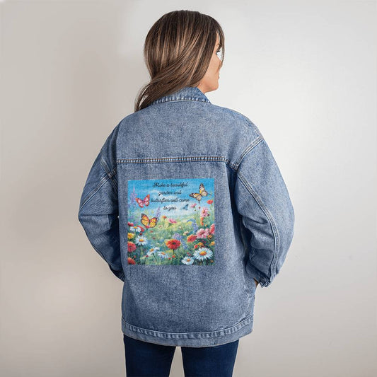 Women's Denim Jacket with butterfly design