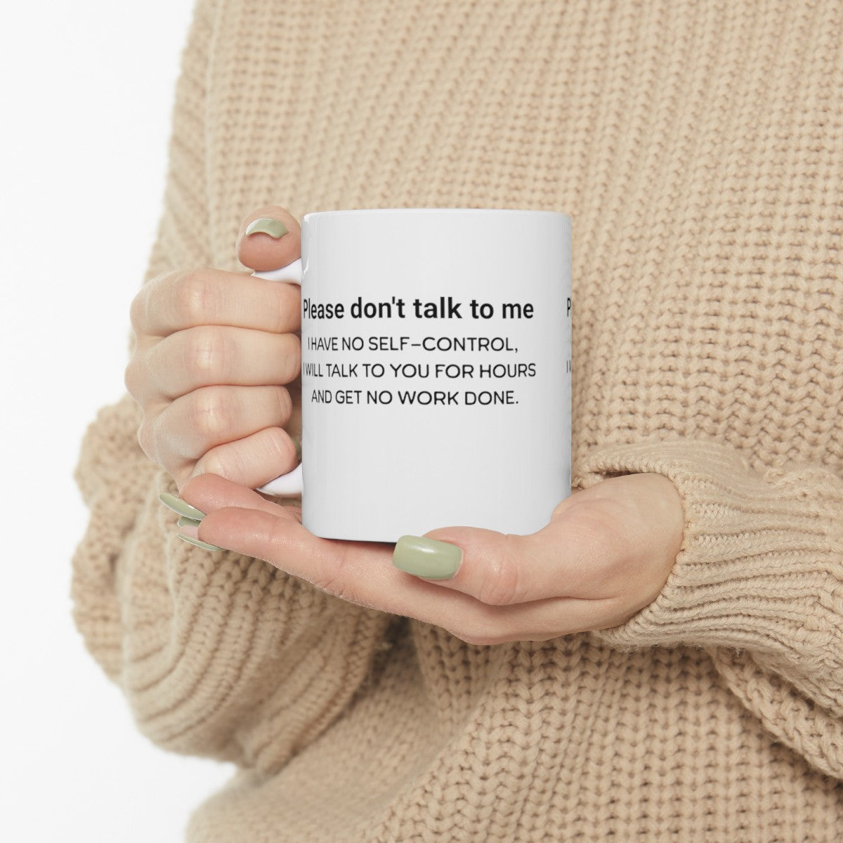 Don't talk to me, I'm working. Great shirt for the Easily distracted person. Great gift. Ceramic Mug, 11oz